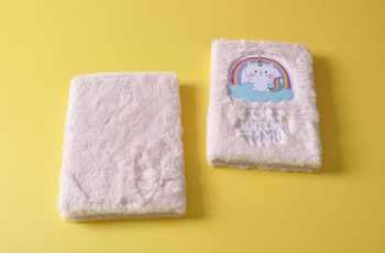 Pink Unicorn Plush Furry Notebook